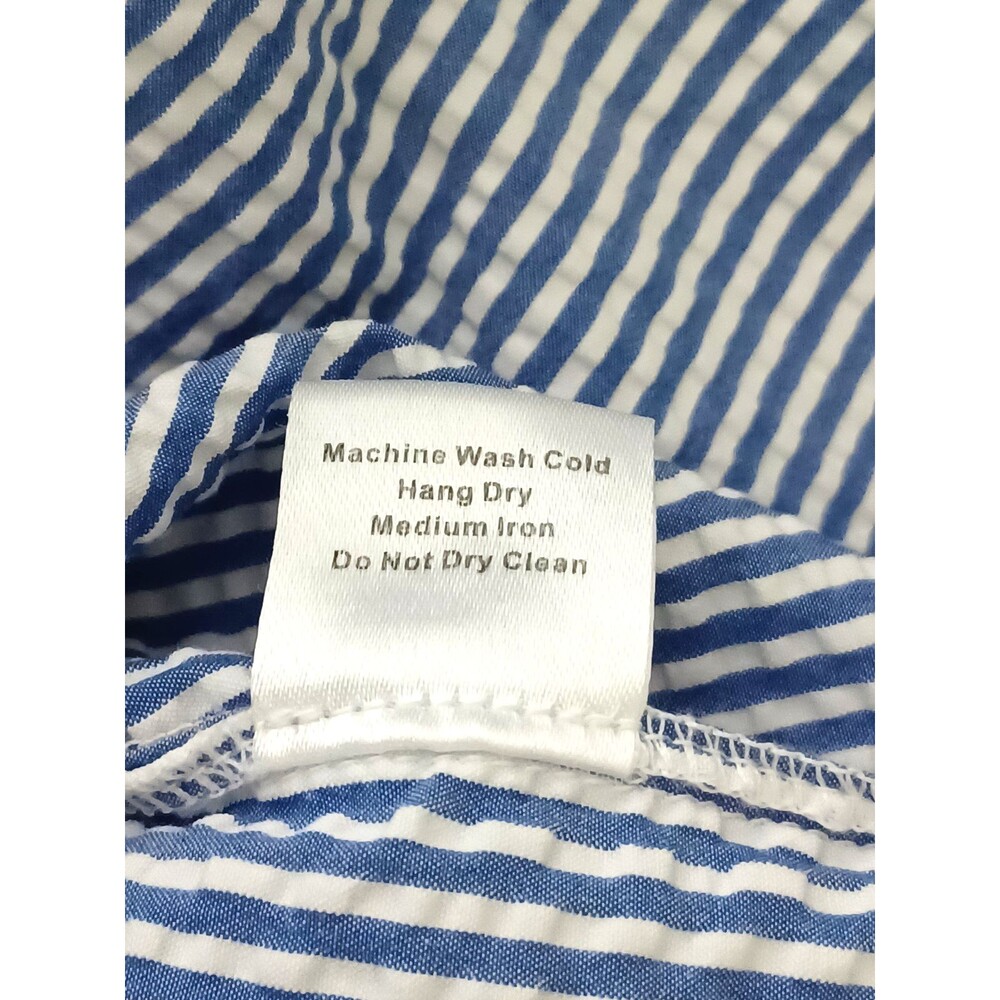 Ann Mashburn Medium Collared Popover Top Seersucker Nautical Preppy East Coast - Picture 10 of 10